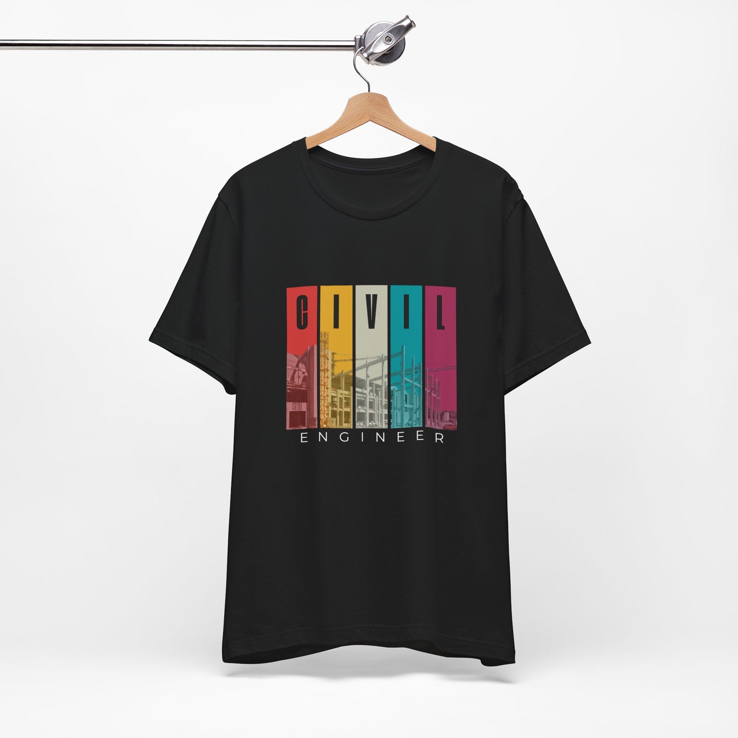 Civil Engineer Tee — Retro Striped Graphic T-Shirt for Engineers