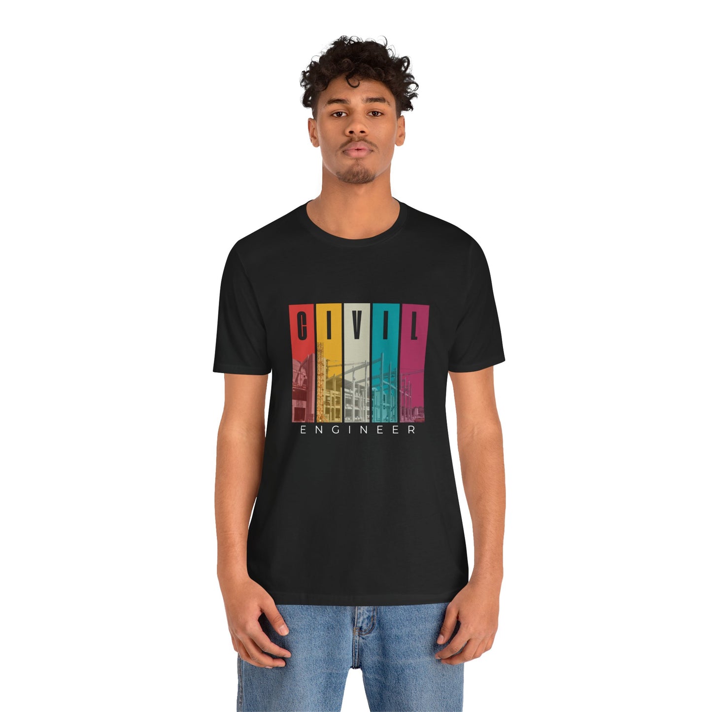 Civil Engineer Tee — Retro Striped Graphic T-Shirt for Engineers