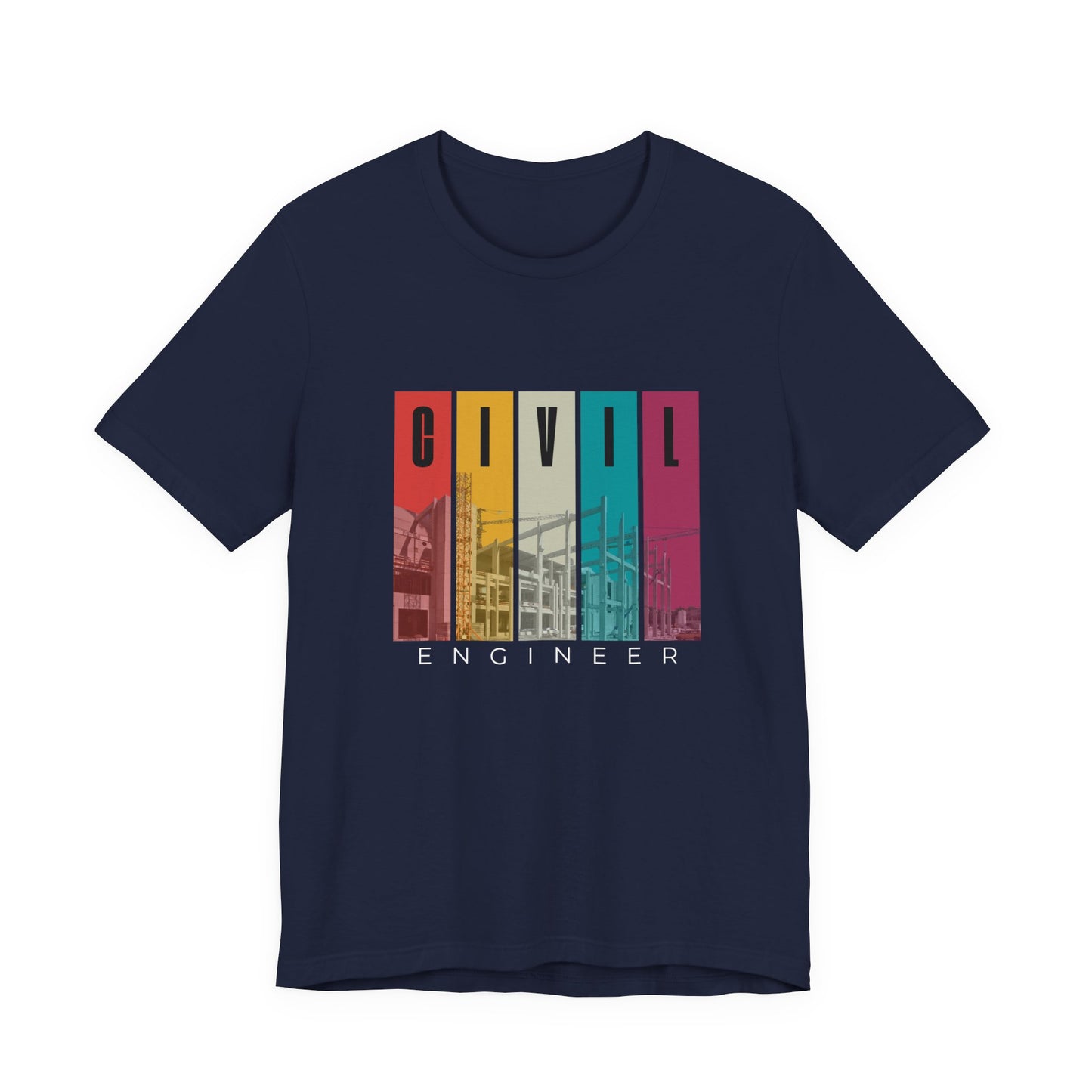 Civil Engineer Tee — Retro Striped Graphic T-Shirt for Engineers