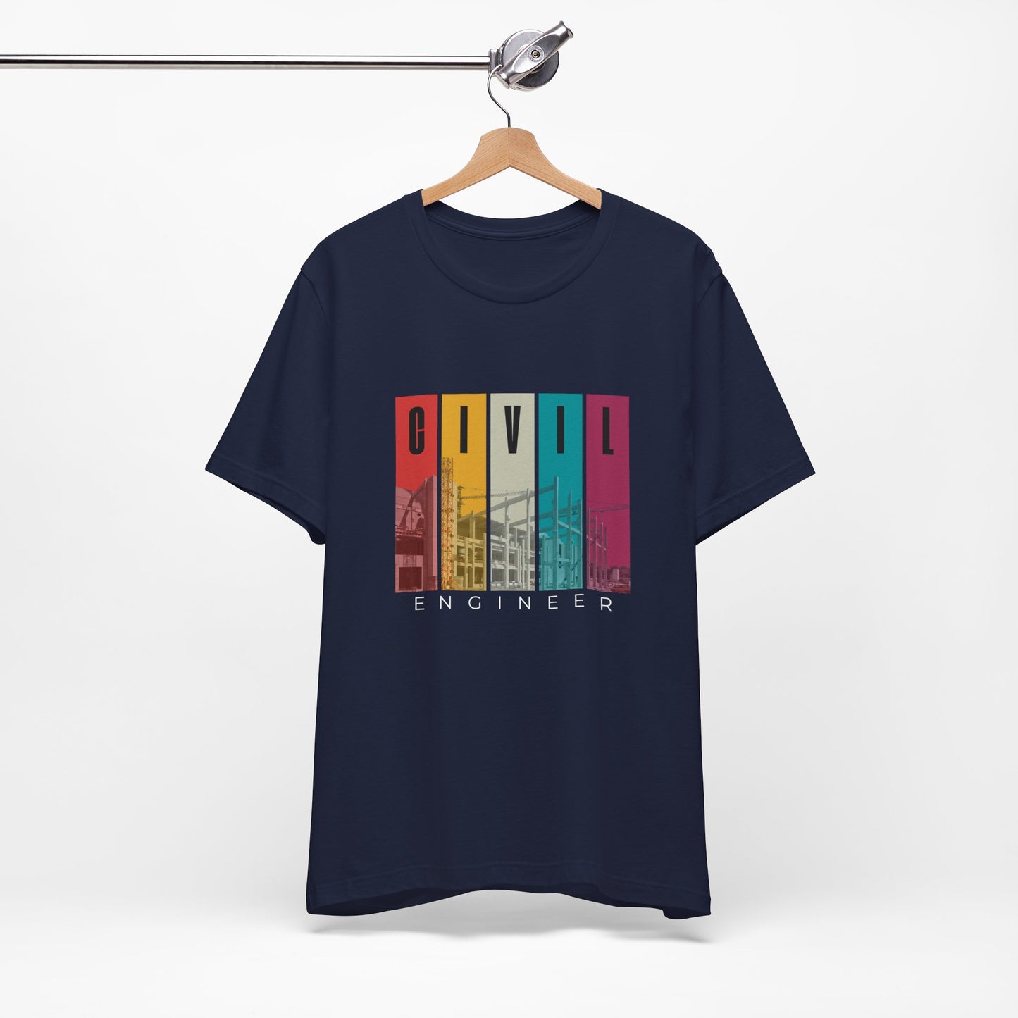 Civil Engineer Tee — Retro Striped Graphic T-Shirt for Engineers