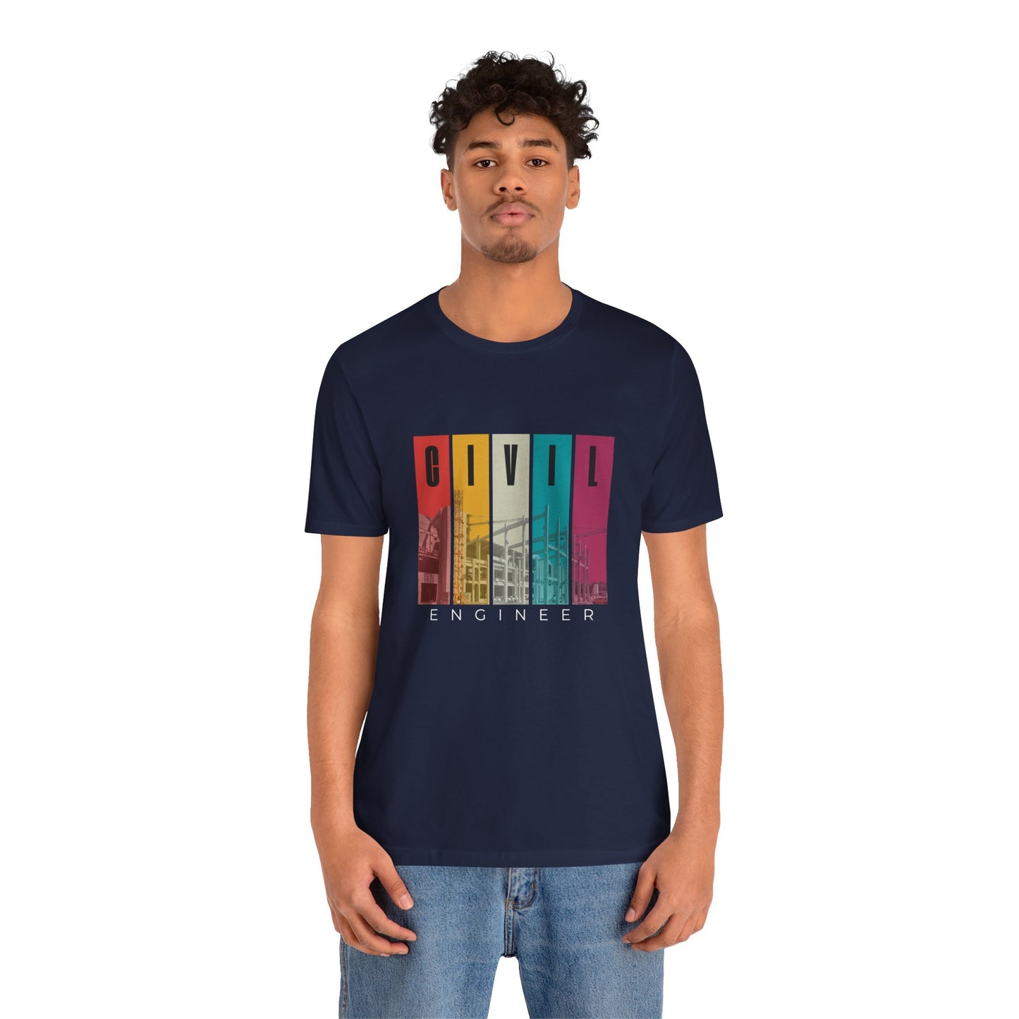 Civil Engineer Tee — Retro Striped Graphic T-Shirt for Engineers