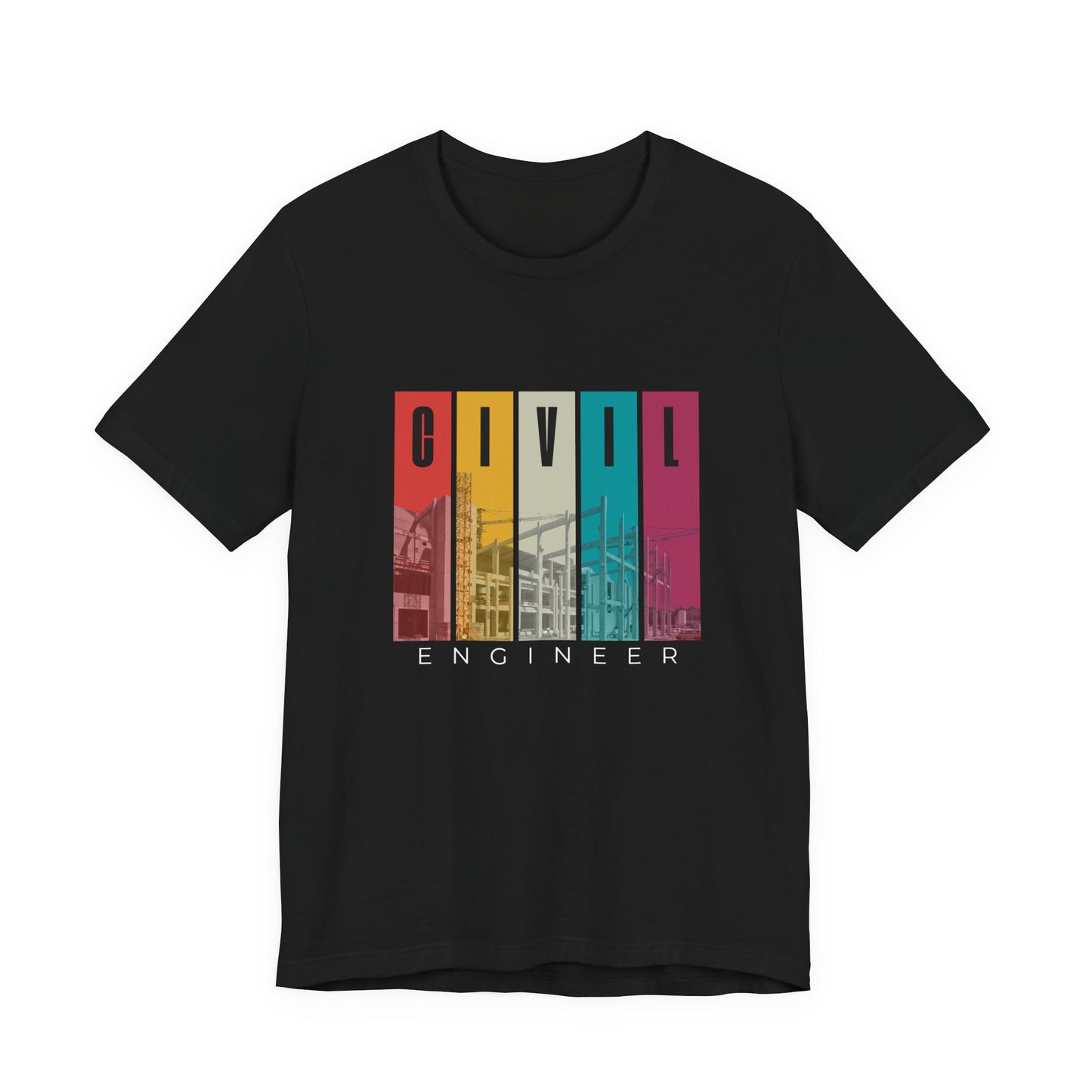 Civil Engineer Tee — Retro Striped Graphic T-Shirt for Engineers